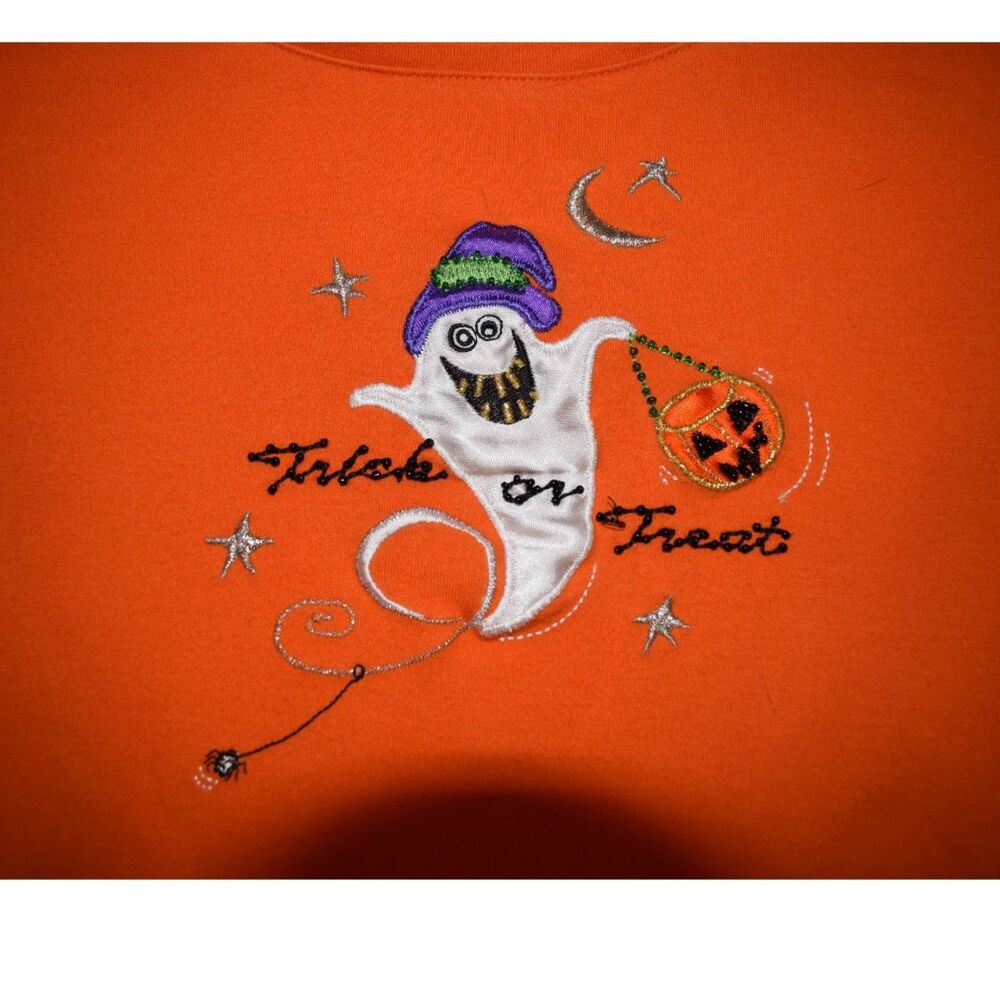 Vintage orange long-sleeve Halloween shirt - 100% Cotton